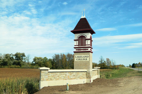 Lakeland College's "Monument Sign" lights the way