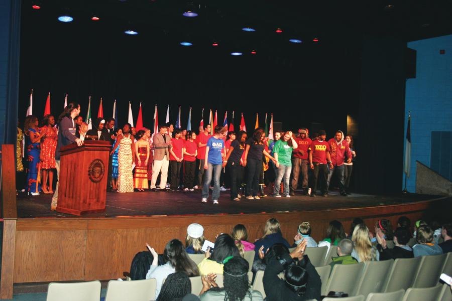  The international night performers take a bow at the end of the show. 