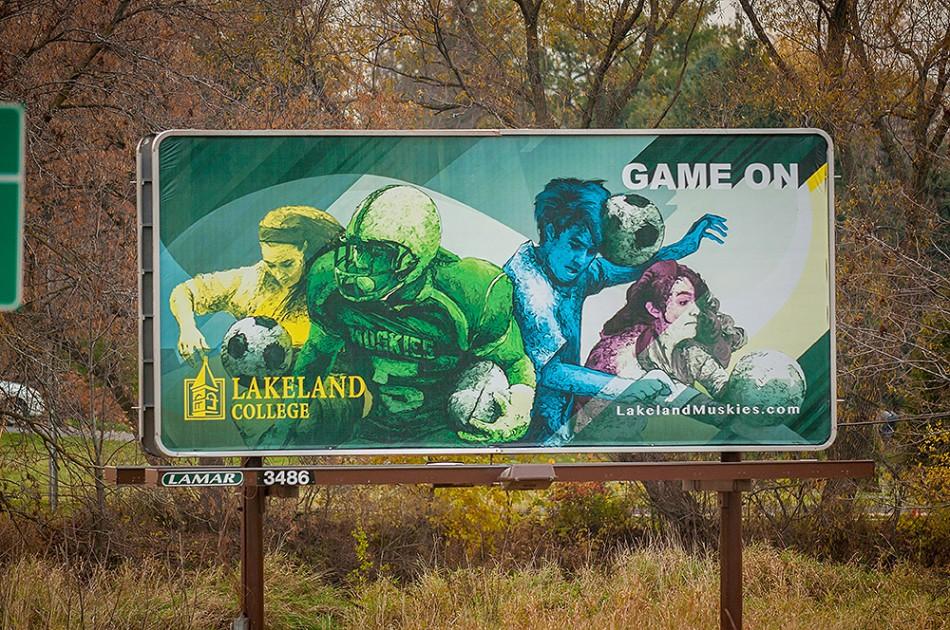 The new Lakeland College billboard shown is one of Tylers newest works and can be seen in Howards Grove.