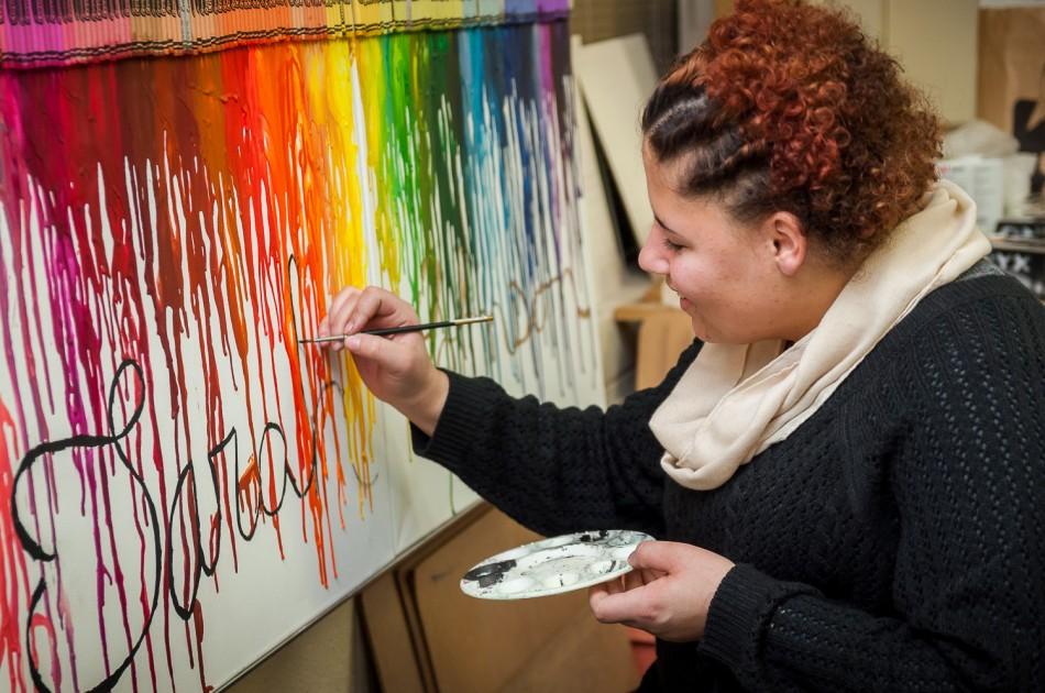 Senior art majors usually only have a few weeks to prepare their art show. 