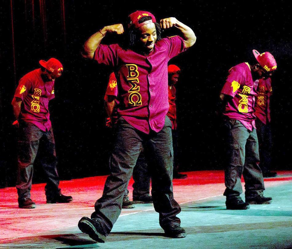 Marvin Warfield, a member of Beta Sigma Omega, performs in the group’s step show.
