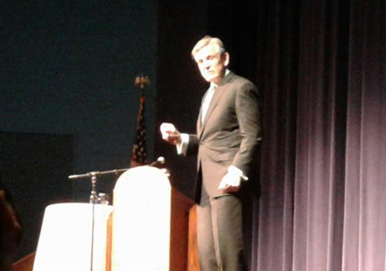 Nicholas Pinchuk speaking at the Bradley Theatre.