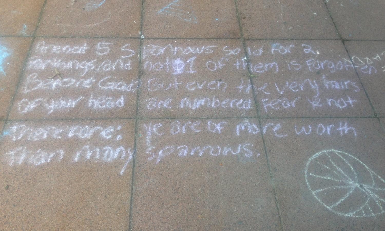 Christadelphian children left their mark on Lakeland’s concrete. The scrawling pictured quotes Luke 12:6-7 from the King James Version of the Bible.