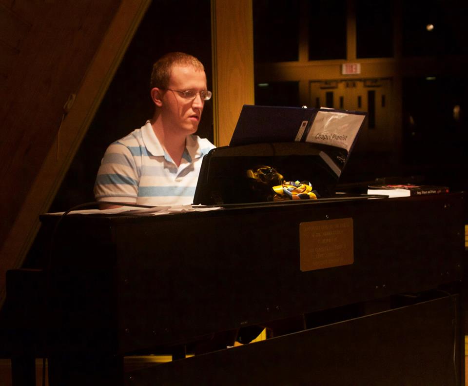 Nault performs at the chapel’s Wednesday worship service.